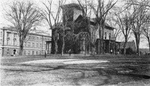 Warren house, now student dormitory with Russell Sage Laboratory to the left, circa 1909