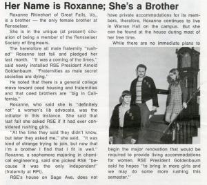 Roxanne, Rensselaer Society of Engineers