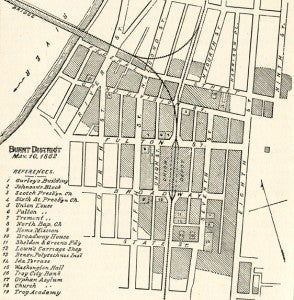 Map of the burnt district of Troy