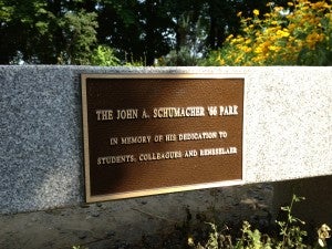 JOhn A. Schumacher '66 Park Plague