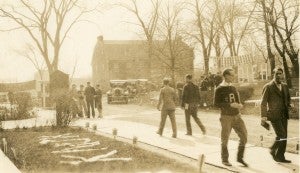 Rensselaer Union Clubhouse (background) Grand Marshal elections, circa 1915