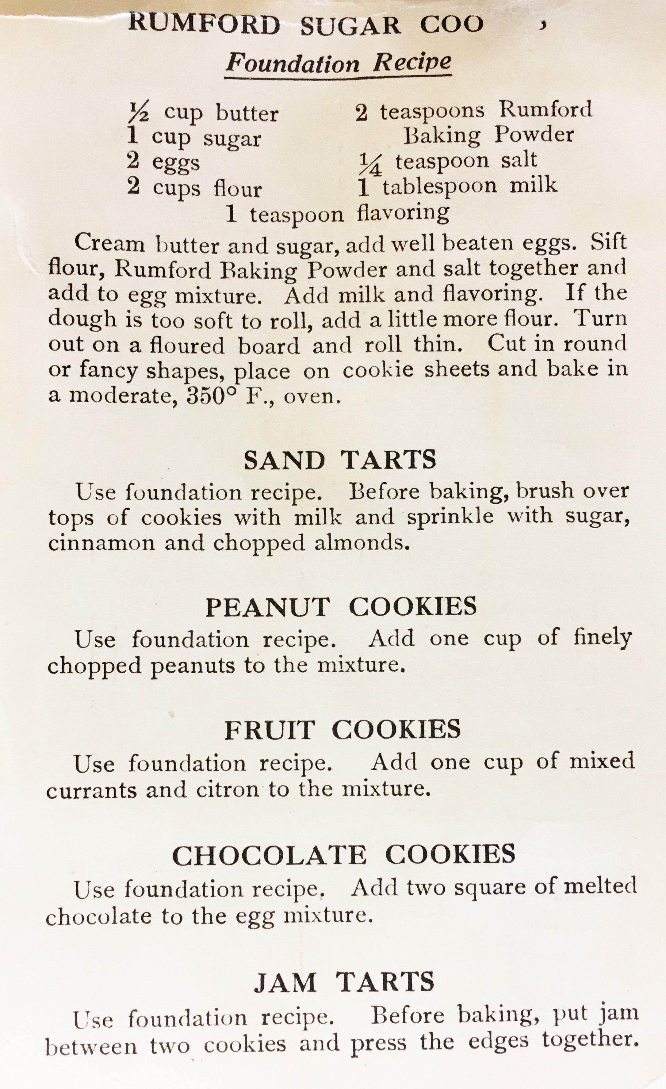 The Rumford Cookie, circa 1936