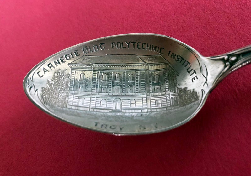 Carnegie Building engraving on an RPI spoon, 1914