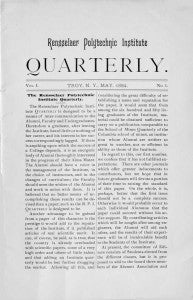 Rensselaer Polytechnic Institute Quarterly, 1884