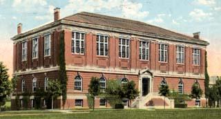 Exterior view of the '87 Gymnasium (south-southwest elevation, circa 1930s?)