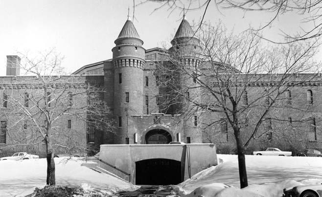 Exterior view of the entrance to the Armory/ASRC (west elevation, date unknown)