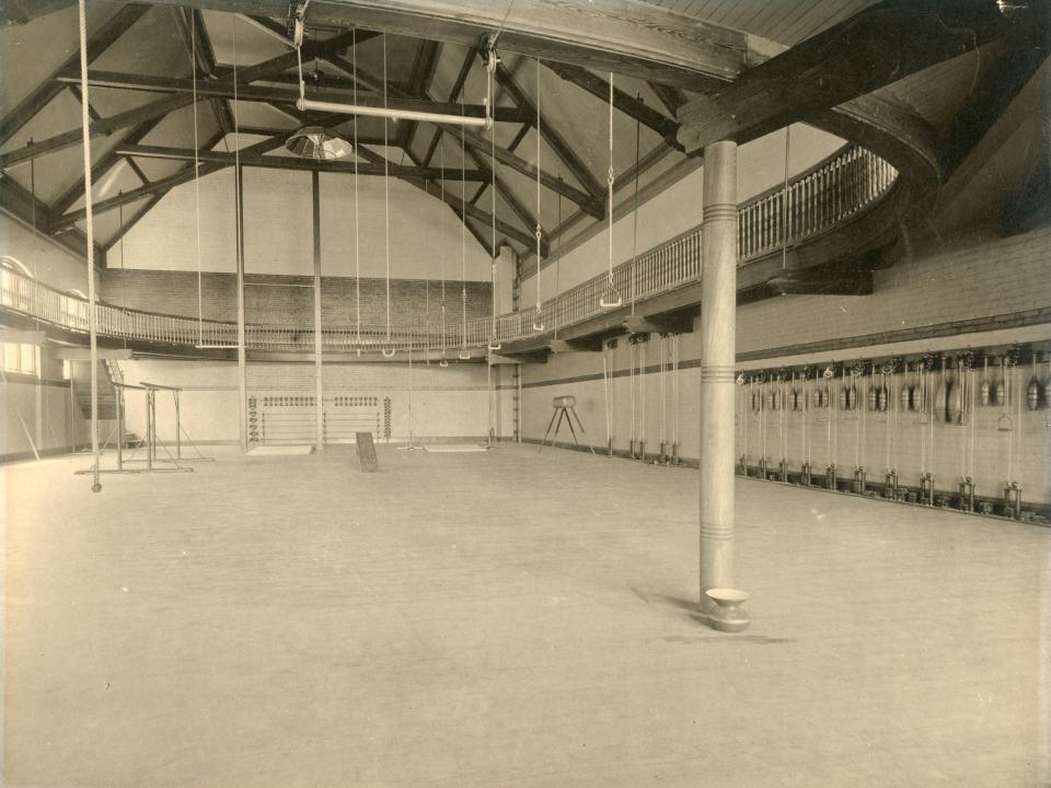 Gymnasium, 2nd floor with upper story running track