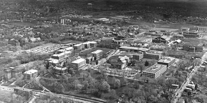 Cogswell Lab and the Communications Center appear in this aerial shot. 