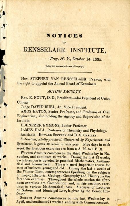 Notice of the Civil Engineering Degree, 1835 - page 1