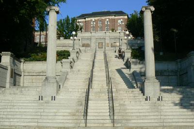 Granite staircase between Rensselaer and downtown Troy