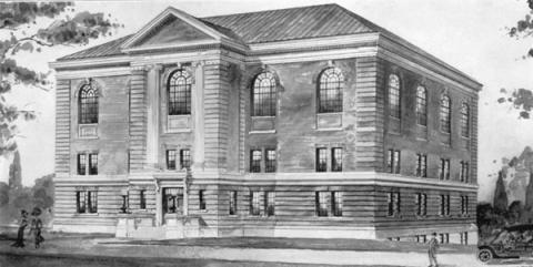 Rendering of the proposed gymnasium as it appeared in the 1912 Transit.