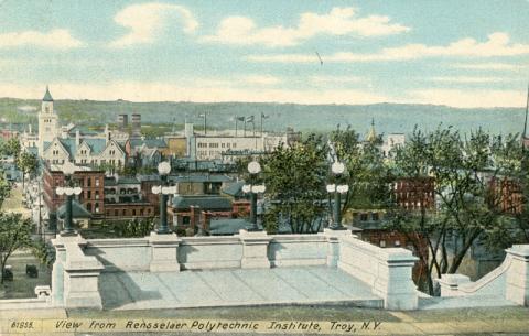 Vintage postcard of the view of Troy, NY from Rensselaer