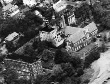 Aerial photograph showing the layout of the original complex (date unknown)