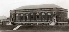 Exterior view of the Russell Sage Dining Hall (north-northeast elevation, date unknown)