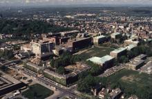 This view shows the Center for Industrial Innovation under construction. Also notice the renovated RPI Playhouse on the left.