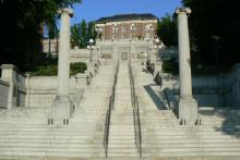 Granite staircase between Rensselaer and downtown Troy